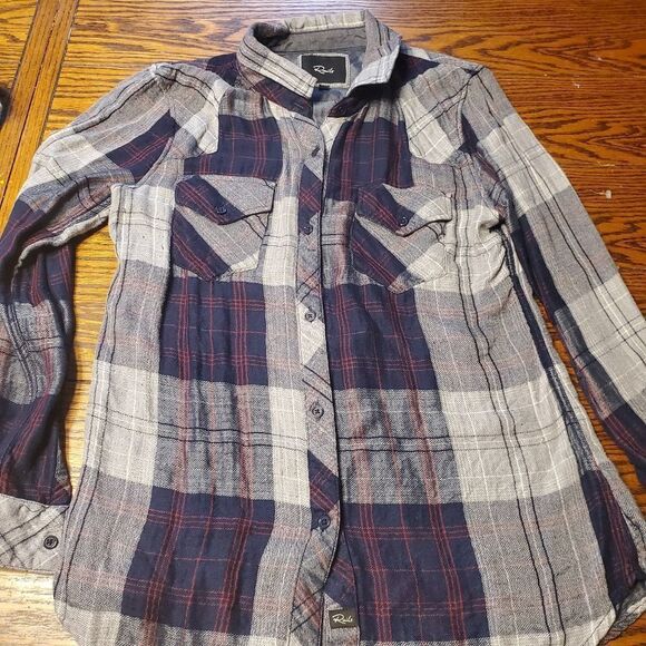Rails grey,blue &red pinstripe plaid shirt size sm - Picture 1 of 4
